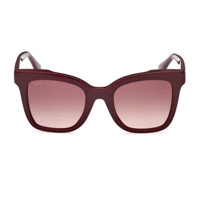 Max Mara Brown Mm0067 Acetate Square Sunglasses In Burgundy