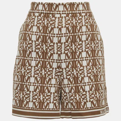 Pre-owned Max Mara Brown Monogram Stretch Knit Trousers L