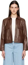Max Mara Brown Nepet Leather Jacket In Brown