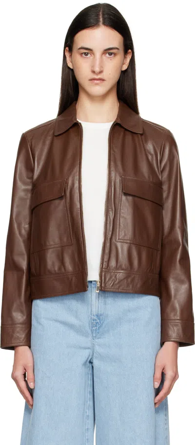 Max Mara Brown Nepet Leather Jacket