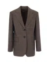 Max Mara Check-pattern Single-breasted Blazer In Brown