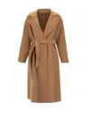 Max Mara Studio Long Belted Wrap Coat In Brown