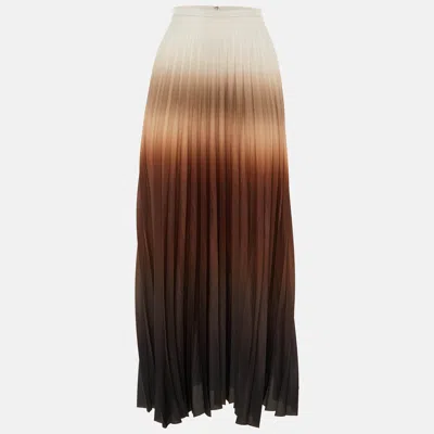 Pre-owned Max Mara Brown Ombre Plisse Maxi Skirt L