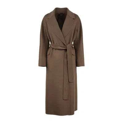 Max Mara Brown Overcoat In Virgin Wool
