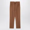 Max Mara Edere Wool And Silk Straight-leg Pants In Brown