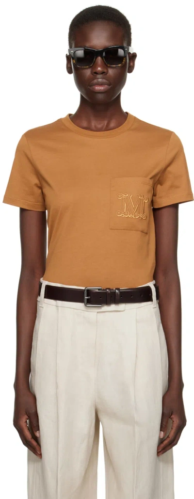 Max Mara Papaia Monogram Crewneck T-shirt In Brown
