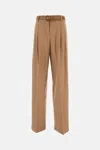 Max Mara High Waist Wide Leg Trousers With Pockets In Brown