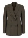 Max Mara Check-pattern Double-breasted Jacket In Green