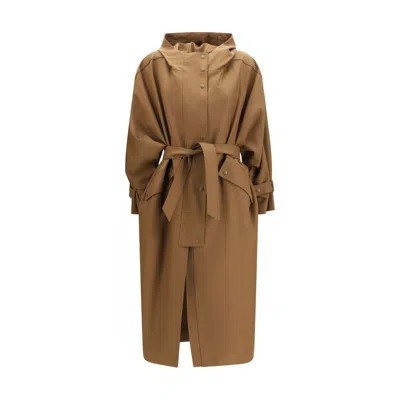 Max Mara Brown Polyester Coat In Multi