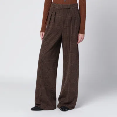 Max Mara Brown Prince Of Wales Trousers In White
