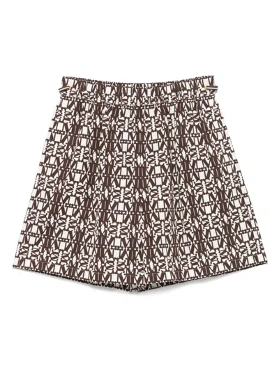 Max Mara Brown Printed Cotton Shorts