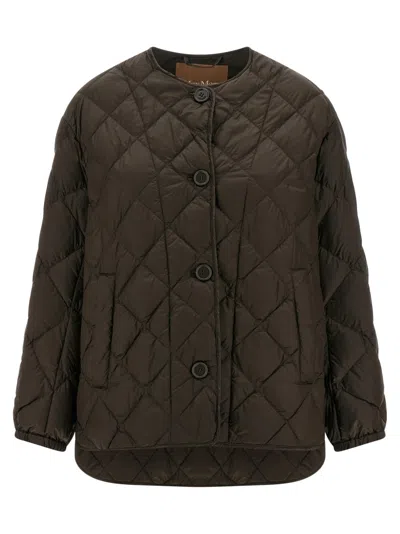 Max Mara Quilted Diamond-patterned Polyamide Down Jacket In Brown