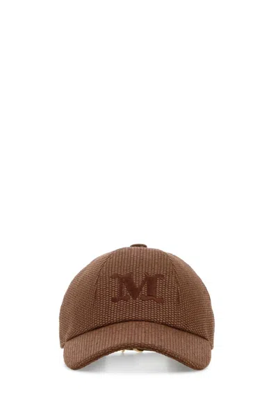 Max Mara Brown Raffia Circense Baseball Cap