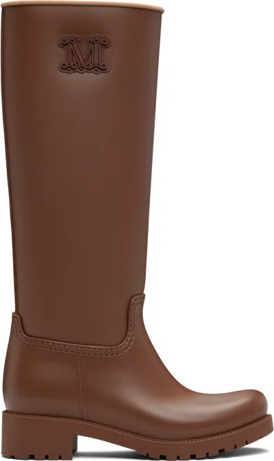 Max Mara Brown Rain Tall Boots