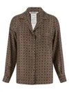 Max Mara Buttonless Printed Silk Shirt In Brown