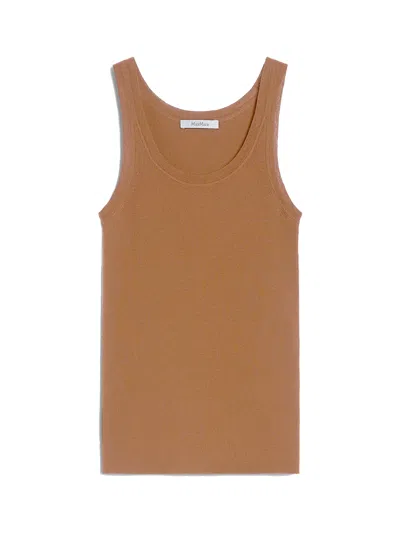 Max Mara Ribbed Wool Top In Brown