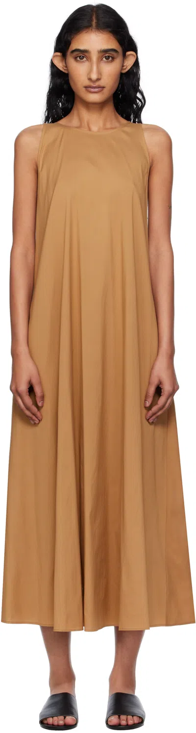 Max Mara Brown Romea Midi Dress In Multi