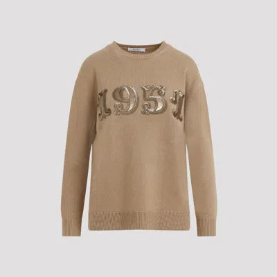 MAX MARA BROWN ROUND NECK SEQUIN SWEATER