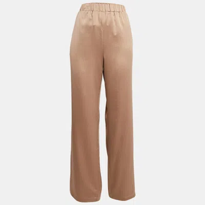 Pre-owned Max Mara Brown Satin Loose Fit Pants Xl