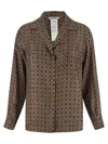 Max Mara Buttonless Printed Silk Shirt In Brown