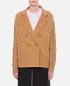 Max Mara Double-breasted Jacket With Textured Knit In Brown