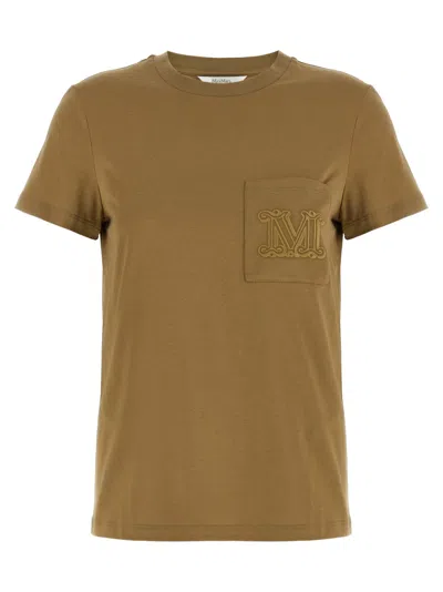 MAX MARA BROWN SOLID CREW NECK T-SHIRT
