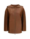 Max Mara Brown Solid Hood Jacket In Brown