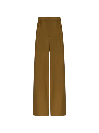 Max Mara Brown Straight Flat Front Pant In Yellow