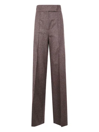 Max Mara Brown Straight Flat Front Trousers