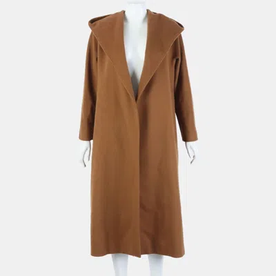 Pre-owned Max Mara Brown Studio Hooded Coat Size Fr 34