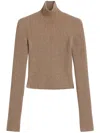 Max Mara Fitted Long Sleeve Turtleneck Knit Sweater In Brown