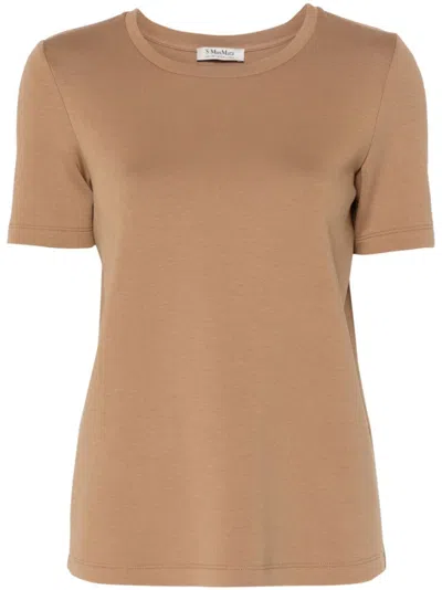 Max Mara Brown T-shirt Tubo With Embroidery