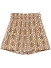 Max Mara Elasticated Waistband Shorts Side Pockets In Braun