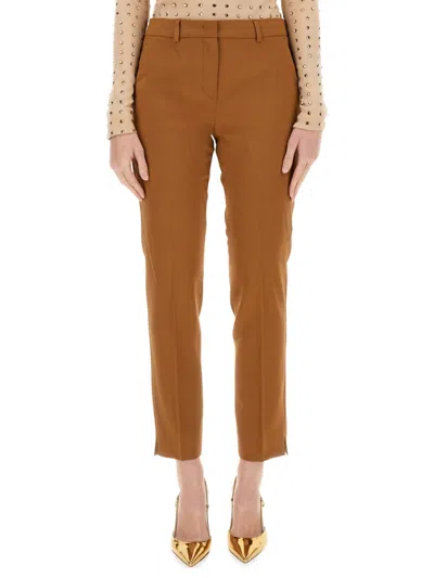 Max Mara Brown Tailored Flat Front Pants