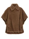 Max Mara Collared Cape With Front Pockets And Short Sleeves In Brown