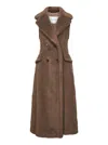 Max Mara Brown Teddy Boario1234 Sleeveless Coat In Brown