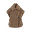 Max Mara Brown Teddy Fabric Cape In Brown