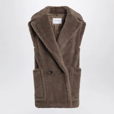 Max Mara Brown Teddy Gilet In Alpaca And Wool