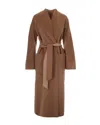 Max Mara Studio Belted Wrap Coat In Brown