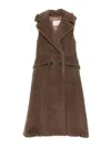 Max Mara Sleeveless Double-breasted Coat Boario In Brown