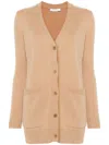 Max Mara Sequin Embellished Wool Cashmere Cardigan In Brown