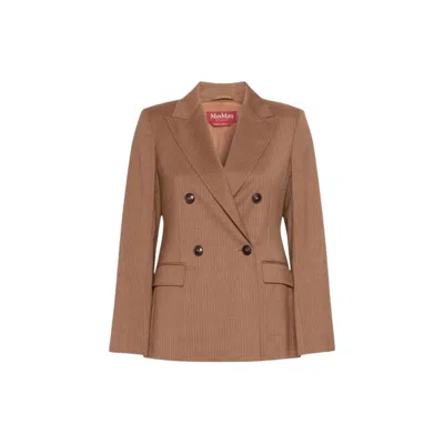Max Mara Virgin Wool Double-breasted Blazer In Brown