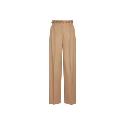 Max Mara Brown Virgin Wool Casual Pants In Neutral