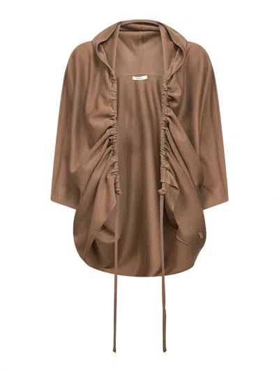 Max Mara Brown Wool Aster Hooded Cardigan