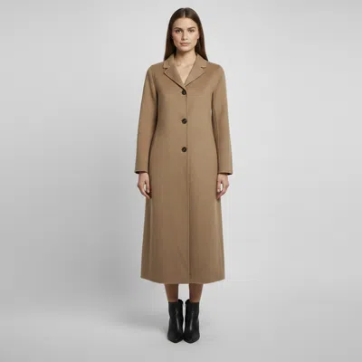 Pre-owned Max Mara 's  Brown Wool Blend Felt Single Breasted Coat S