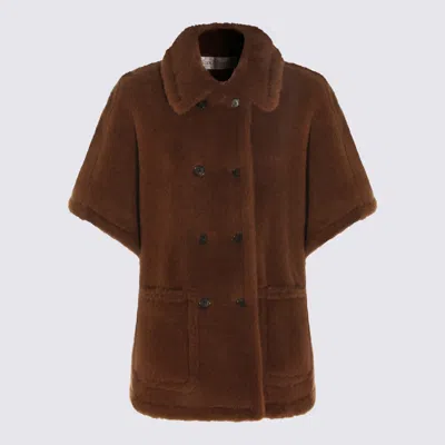 MAX MARA BROWN WOOL CAPE