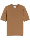 Max Mara Brown Wool Crewneck T-shirt In Brown