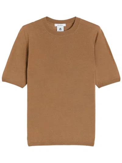 Max Mara Brown Wool Crewneck T-shirt