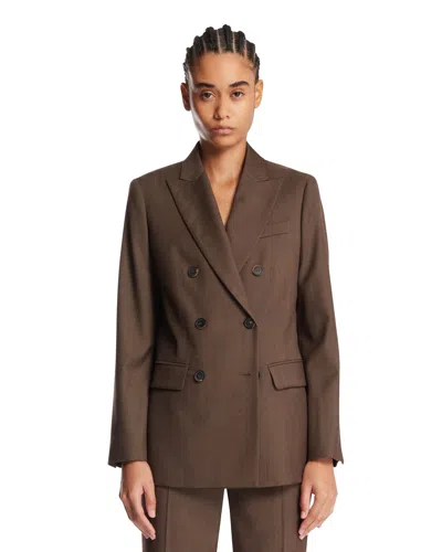 Max Mara Brown Wool Double-breasted Blazer In Brown Marrone   #3d322d