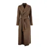 Max Mara Brown Wool Drap Robe Coat In Brown